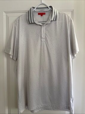 Redvanly Men’s White and Light Grey Golf Shirt